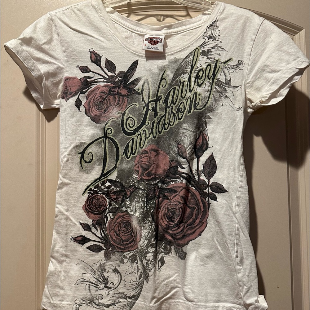 Harley-Davidson White Cotton Tee with Graphic